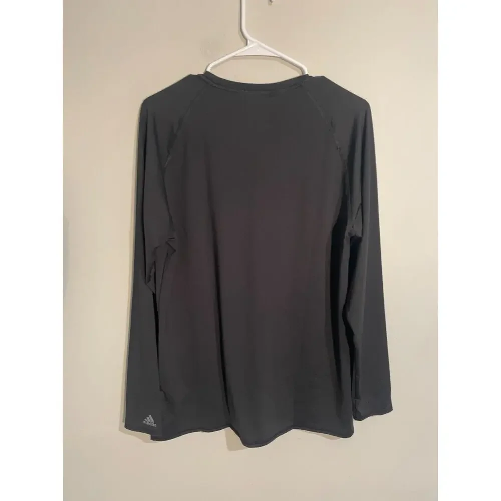 Adidas Mens Baselayer‎ Sun Shirt UPF 50 Crew Black Long Sleeve Training Large